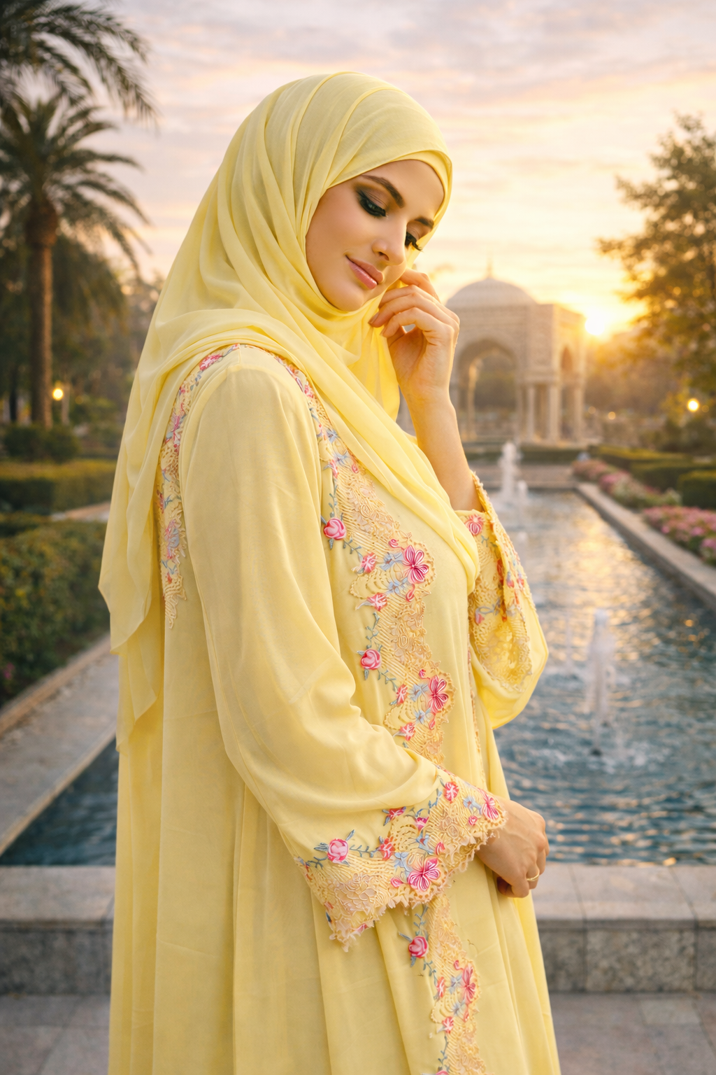 The Alina Floral Embroidered Set | Sunshine Yellow