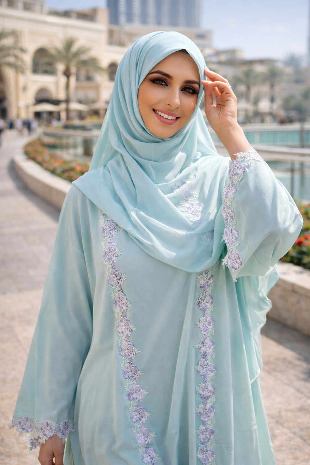 The Rania Floral Lace Set | Sky Blue