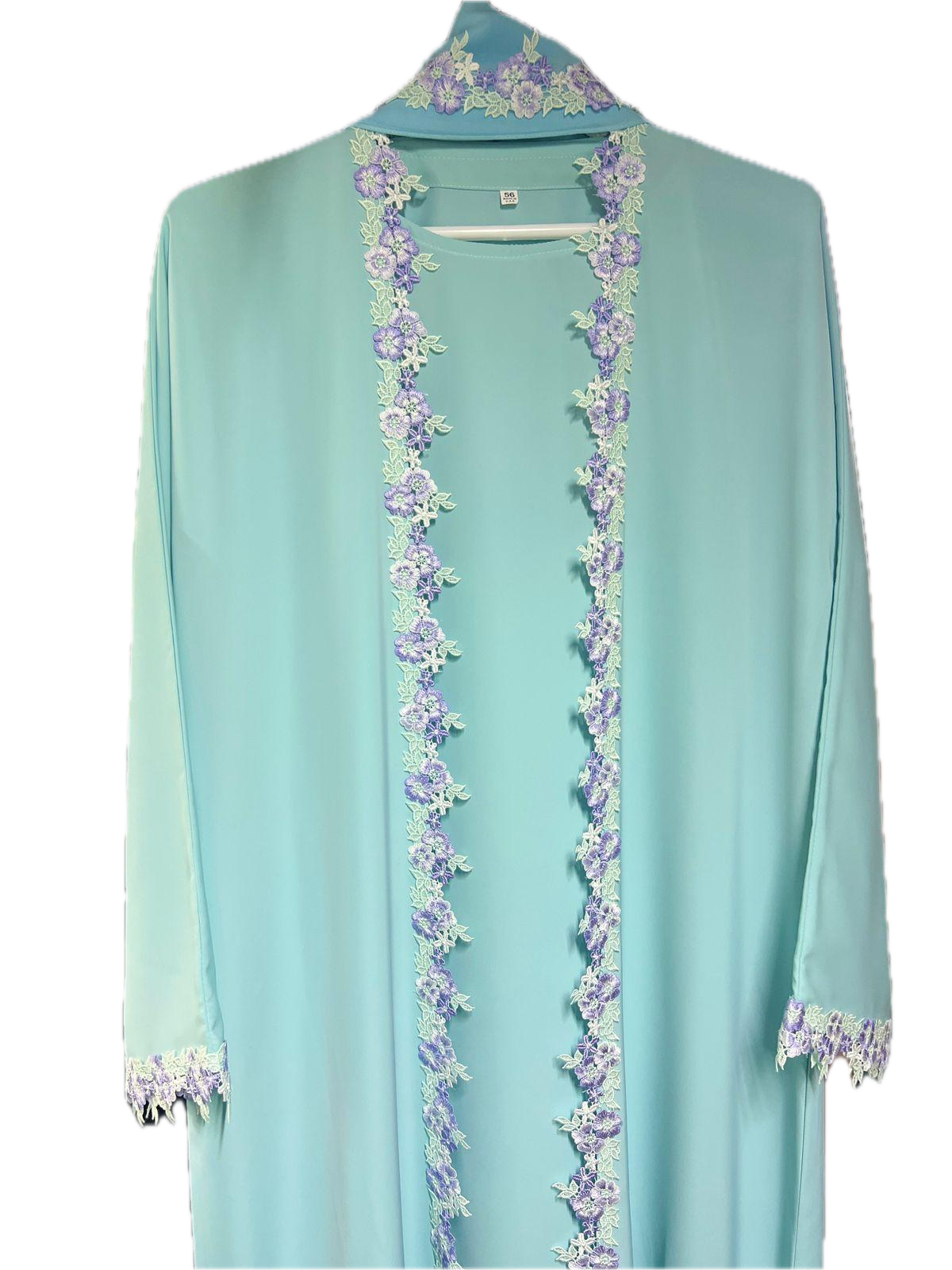 The Rania Floral Lace Set | Sky Blue