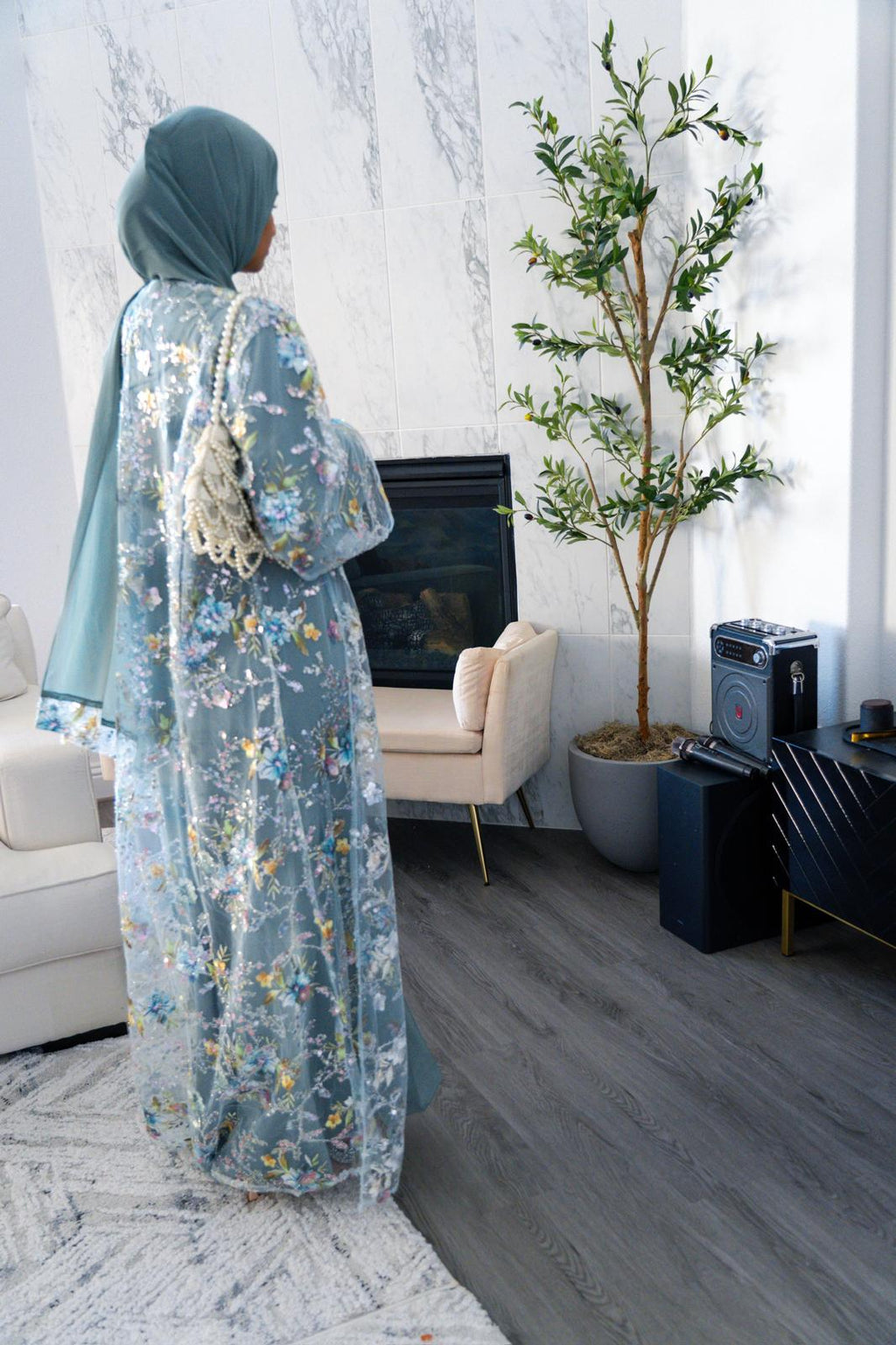 The Eden Floral Embroidered Set | Soft Sage