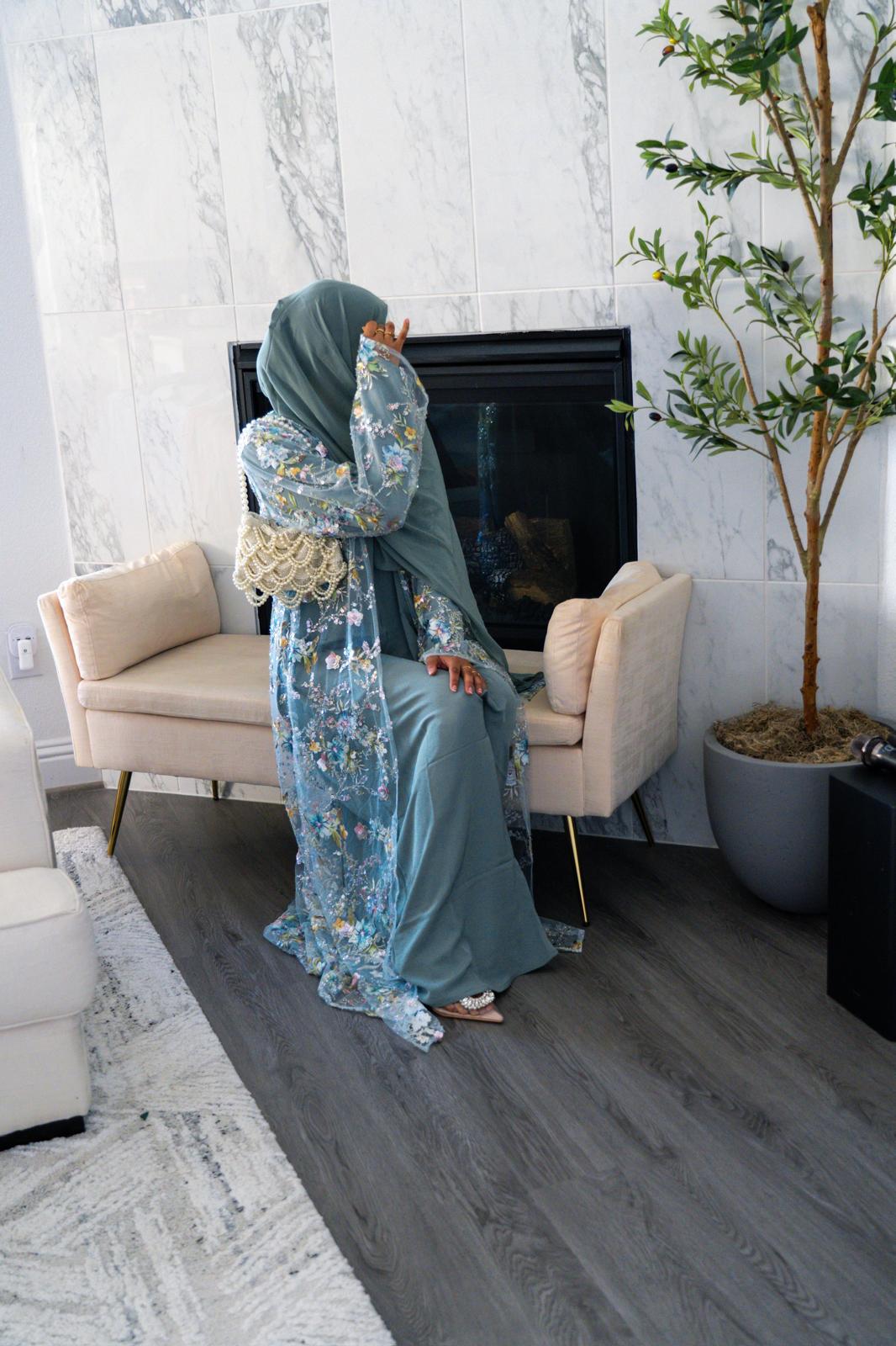 The Eden Floral Embroidered Set | Soft Sage