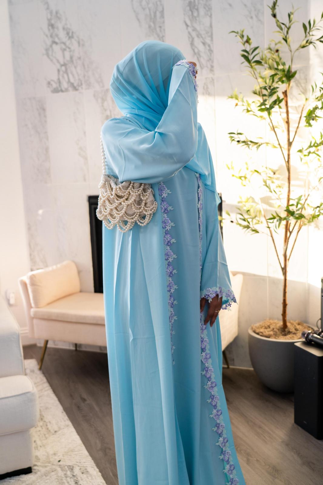 The Rania Floral Lace Set | Sky Blue