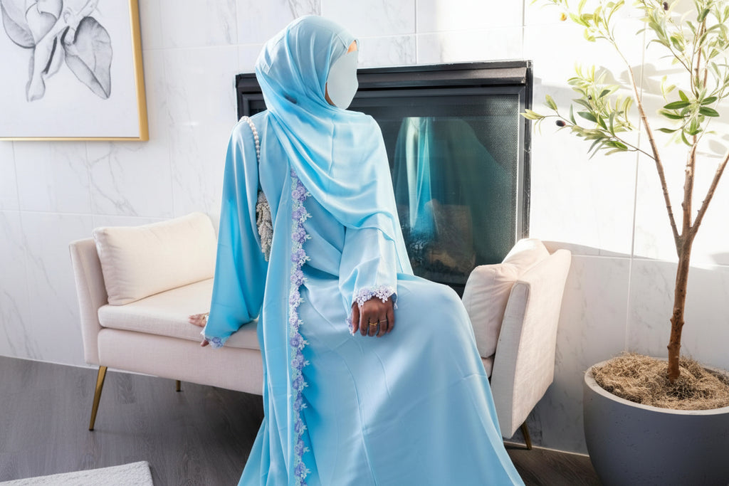 The Rania Floral Lace Set | Sky Blue