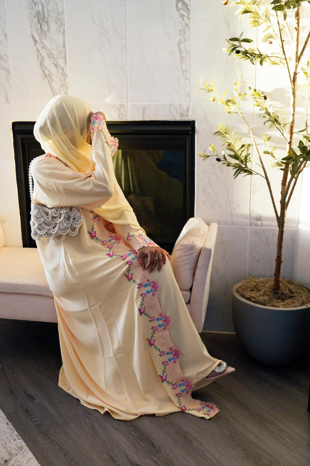 The Alina Floral Embroidered Set | Sunshine Yellow