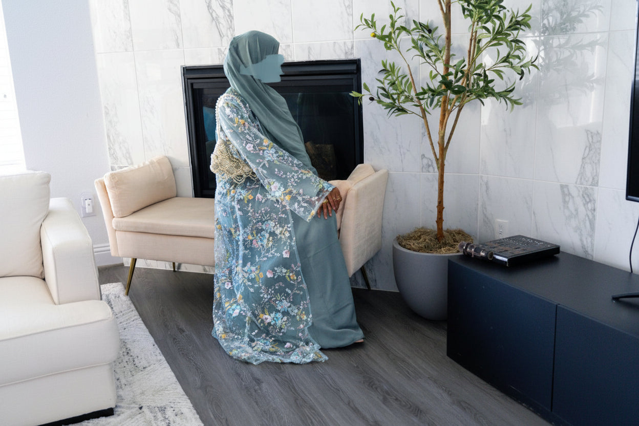 The Eden Floral Embroidered Set | Soft Sage