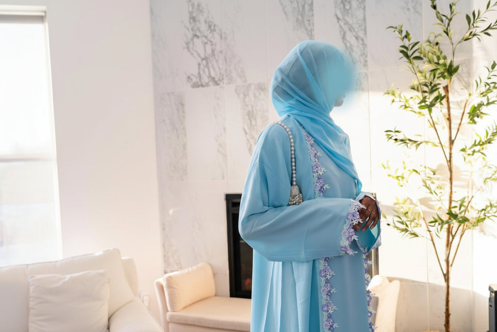 The Rania Floral Lace Set | Sky Blue