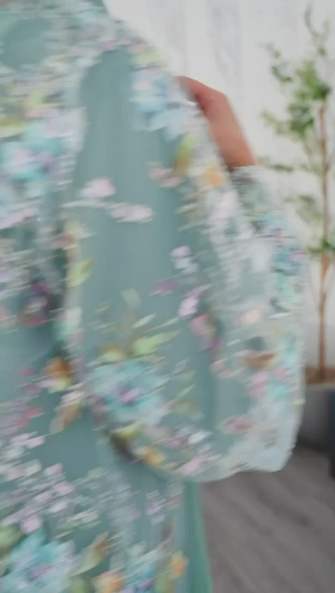 The Eden Floral Embroidered Set | Soft Sage