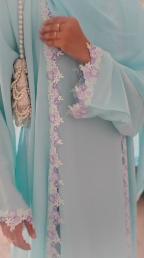 The Rania Floral Lace Set | Sky Blue