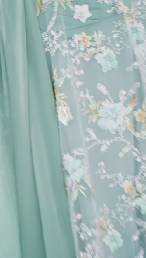 The Eden Floral Embroidered Set | Soft Sage