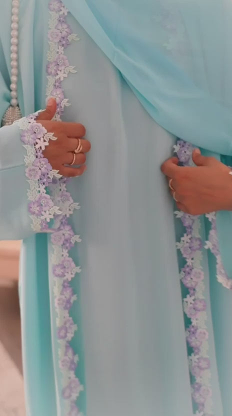 The Rania Floral Lace Set | Sky Blue