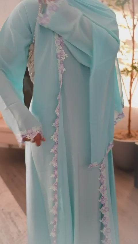 The Rania Floral Lace Set | Sky Blue